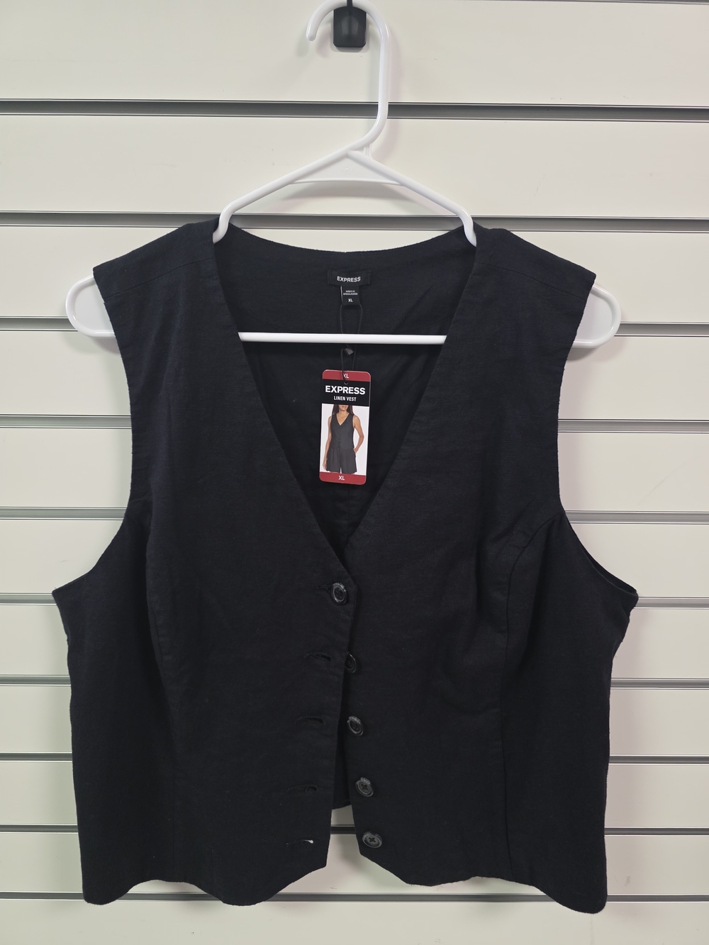 Express Black Sleeveless Button-Front Vest